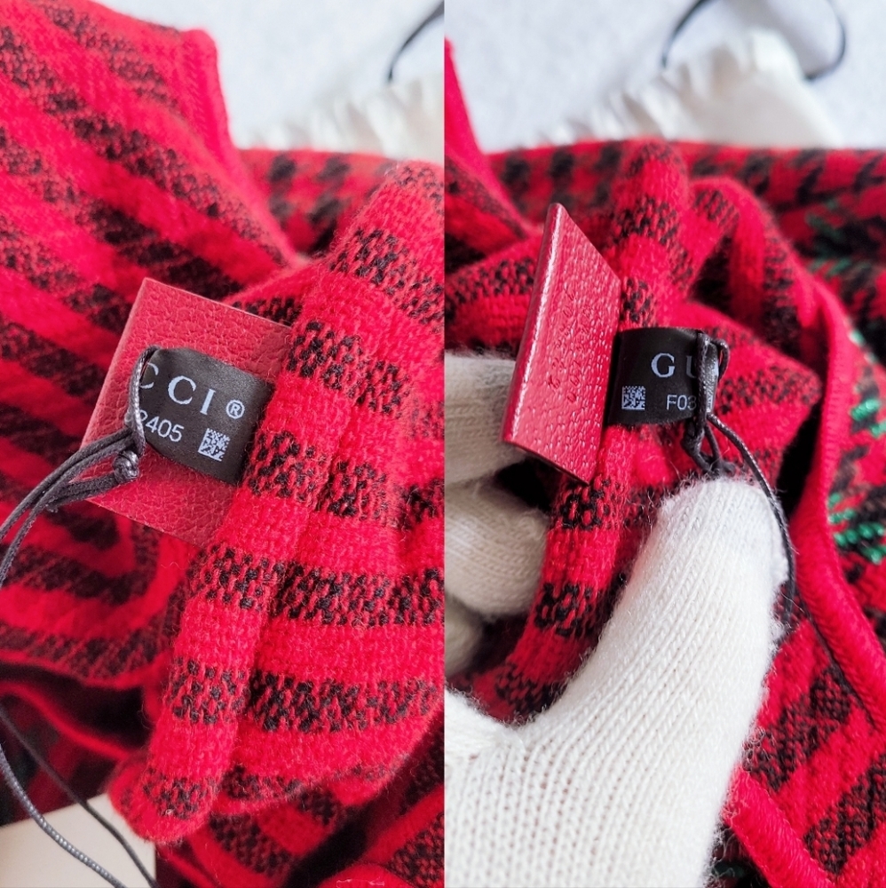 Authentic Gucci cauliflower embroidered houndstooth and stripe Wool tote bag - Picture 5 of 16